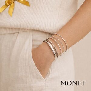 Monet Silver-Tone Bangle Bracelet Set of 5